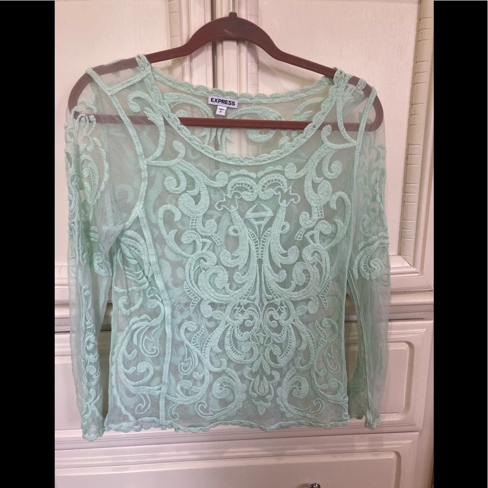 Express mint green lace top